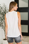 Buttoned Up Buttercup Sleeveless Top in Ivory - Maple Row Boutique