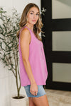 Buttoned Up Buttercup Sleeveless Top in Magenta Glow - Maple Row Boutique