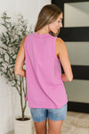 Buttoned Up Buttercup Sleeveless Top in Magenta Glow - Maple Row Boutique