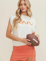 Orange and White Sweater - Maple Row Boutique 