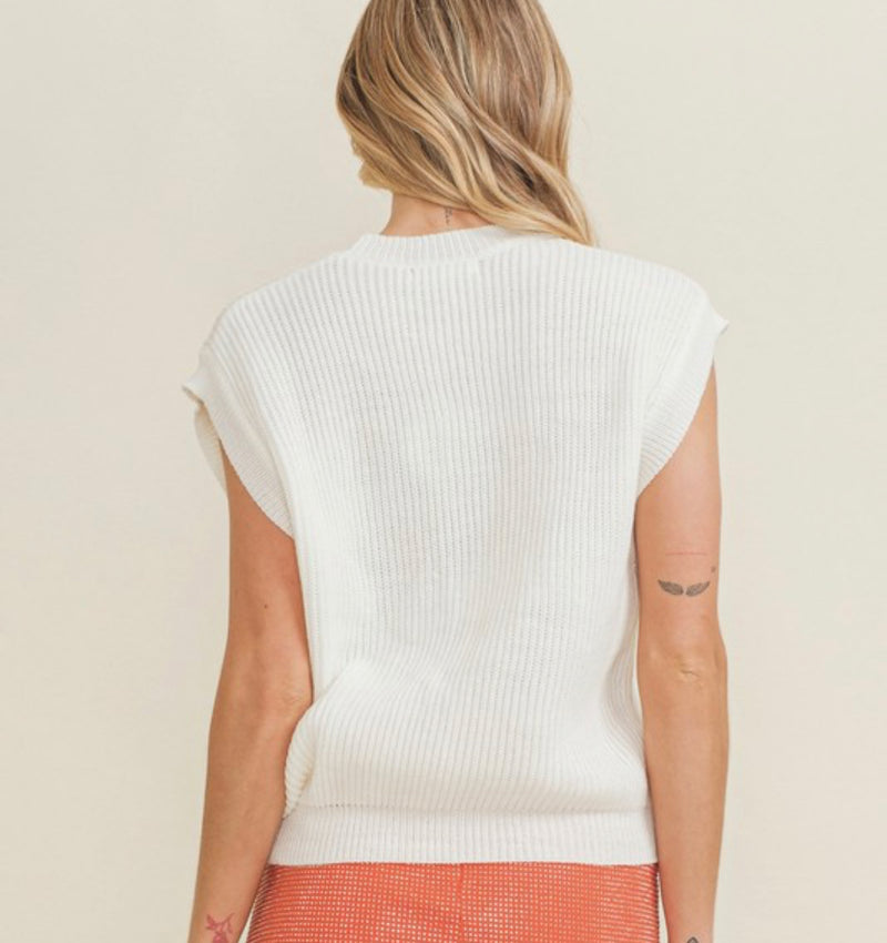 Orange and White Sweater - Maple Row Boutique 