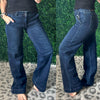 Judy Blue Wide Leg Dark Wash Trouser Jeans - Maple Row Boutique
