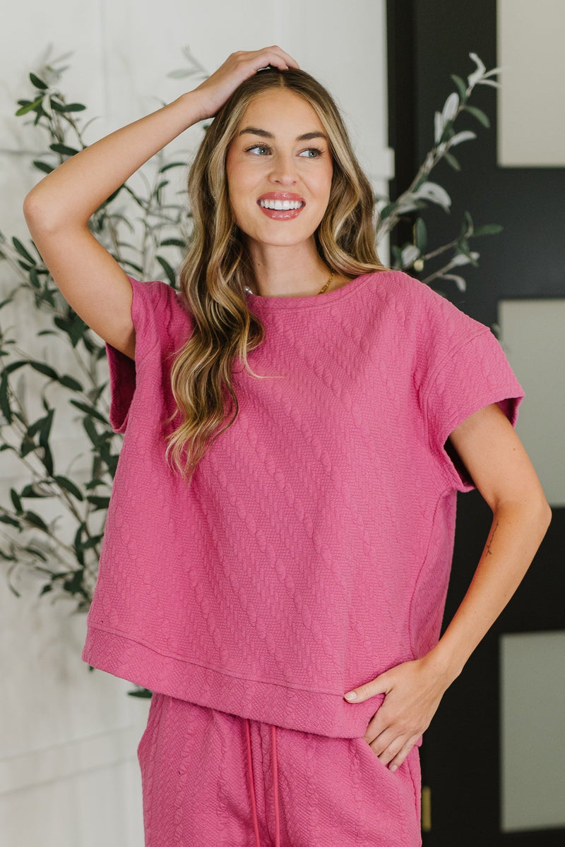 Can't Quit You Drop Shoulder Top in Magenta - Maple Row Boutique