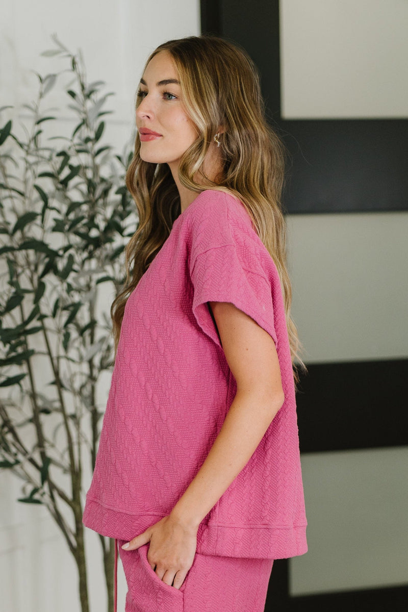 Can't Quit You Drop Shoulder Top in Magenta - Maple Row Boutique