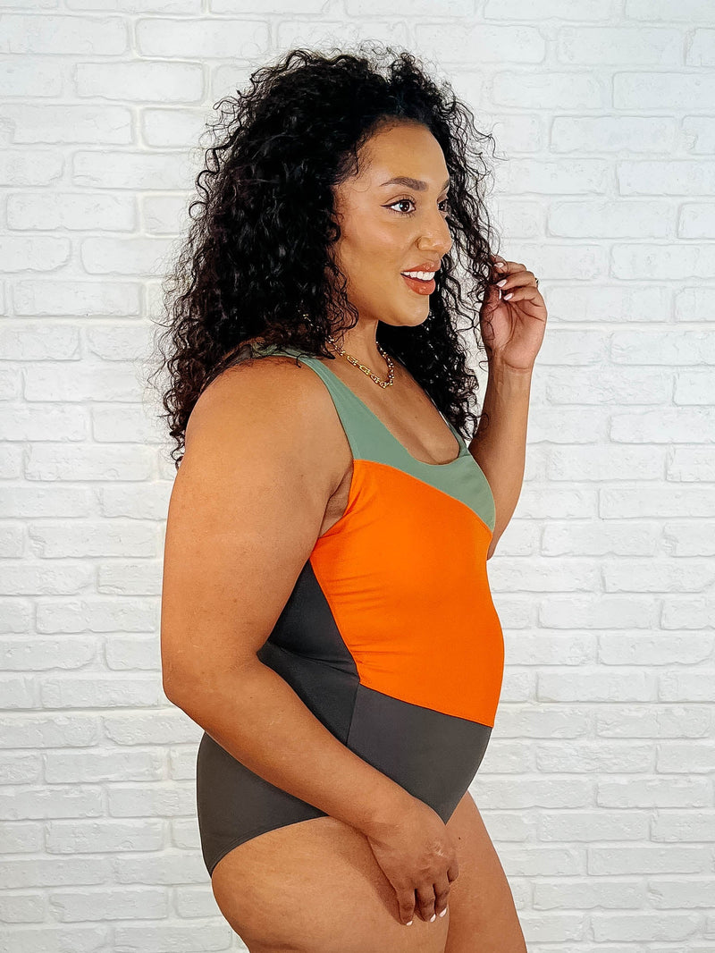 Cape Town Asymmetrical Stripe Swimsuit - Maple Row Boutique