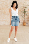 Carol High Rise Rigid Magic Denim Skirt - Maple Row Boutique 