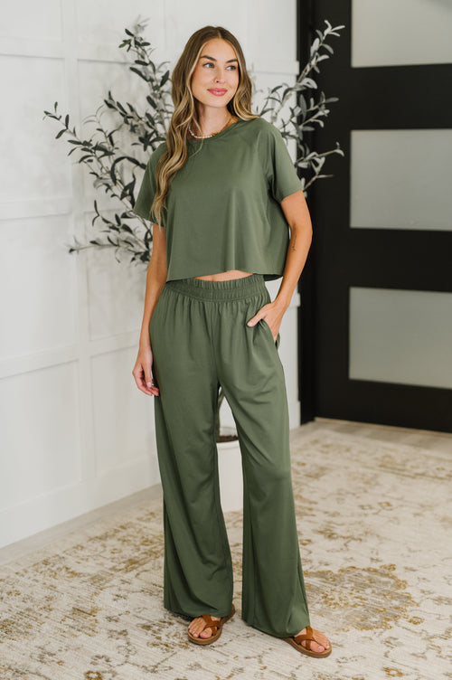 PREORDER: Casual Top and Bottom Set in Green - Maple Row Boutique