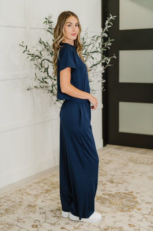 PREORDER: Casual Top and Bottom Set in Navy - Maple Row Boutique
