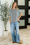 Catch Me Loungin’ Cable Ribbed Knit Top in Black and White - Maple Row Boutique