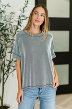 Catch Me Loungin’ Cable Ribbed Knit Top in Black and White - Maple Row Boutique