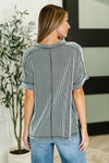 Catch Me Loungin’ Cable Ribbed Knit Top in Black and White - Maple Row Boutique