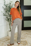Catch Me Loungin’ Cable Ribbed Knit Top in Burnt Orange - Maple Row Boutique