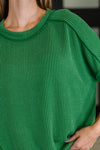 Catch Me Loungin’ Cable Ribbed Knit Top in Dark Green - Maple Row Boutique