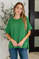 Catch Me Loungin’ Cable Ribbed Knit Top in Dark Green - Maple Row Boutique
