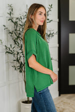 Catch Me Loungin’ Cable Ribbed Knit Top in Dark Green - Maple Row Boutique
