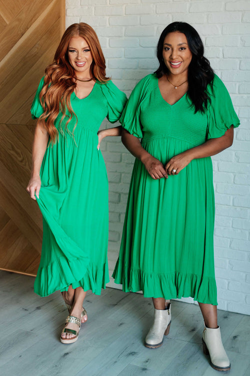 Catch a Cloud and Pin it Down Smocked Bodice Dress - Maple Row Boutique 
