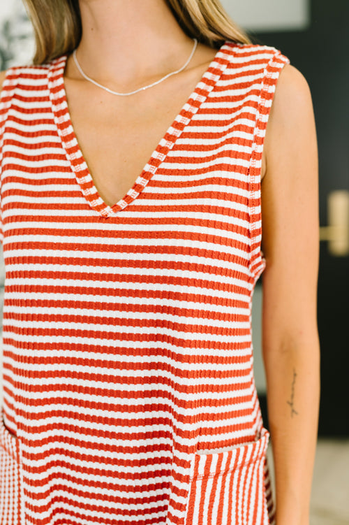 Caught You Staring Ribbed Knit Romper in Rust - Maple Row Boutique