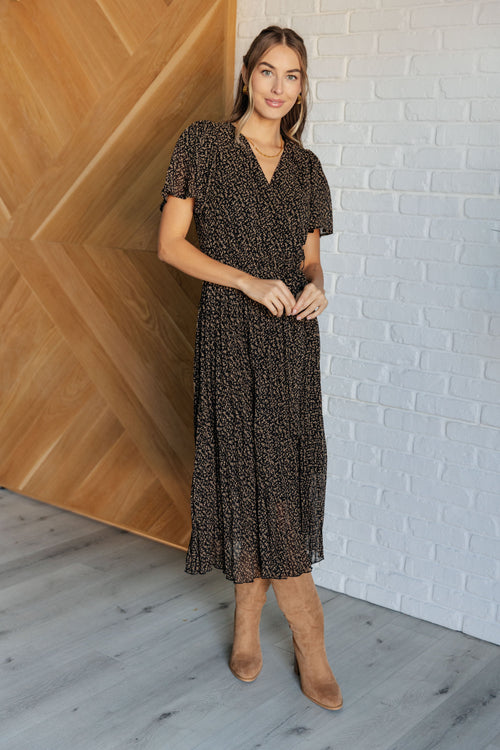 Cause a Scene Surplice Neck Dress - Maple Row Boutique 