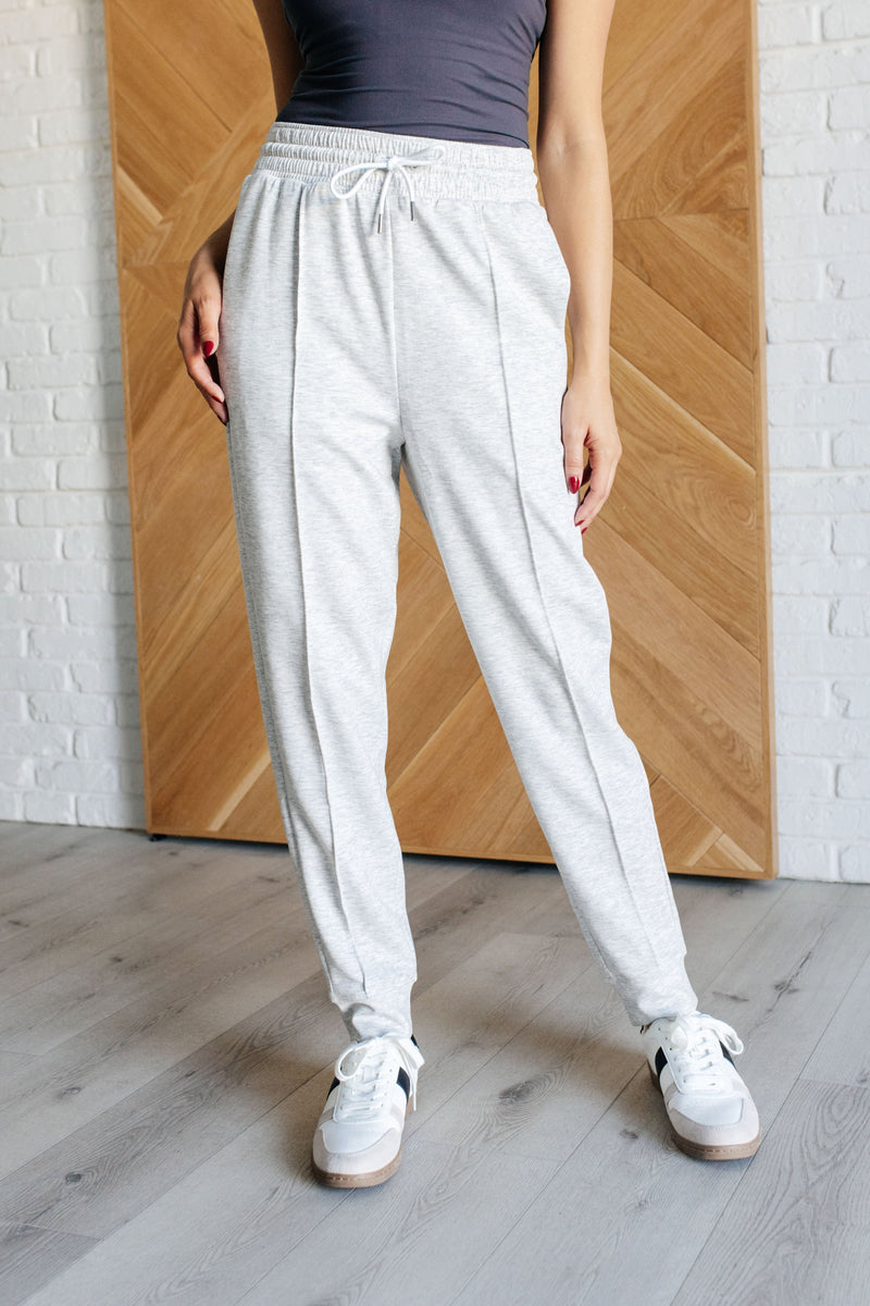 Center Seam Scuba Joggers in Heather Grey - Maple Row Boutique 