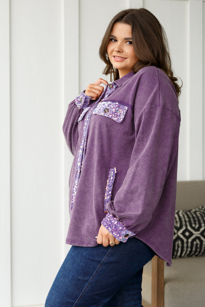 Chaos of Sequins Shacket in Purple - Maple Row Boutique 