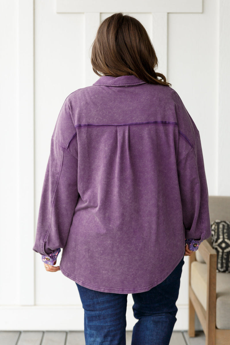 Chaos of Sequins Shacket in Purple - Maple Row Boutique 