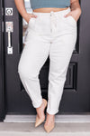 Charlene High Rise Jogger in Ecru - Maple Row Boutique 