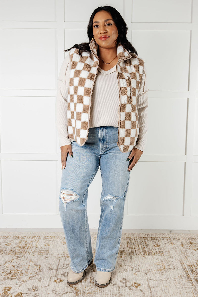 Check it Out Checkered Fleece Vest - Maple Row Boutique