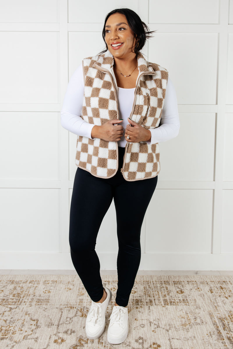 Check it Out Checkered Fleece Vest - Maple Row Boutique