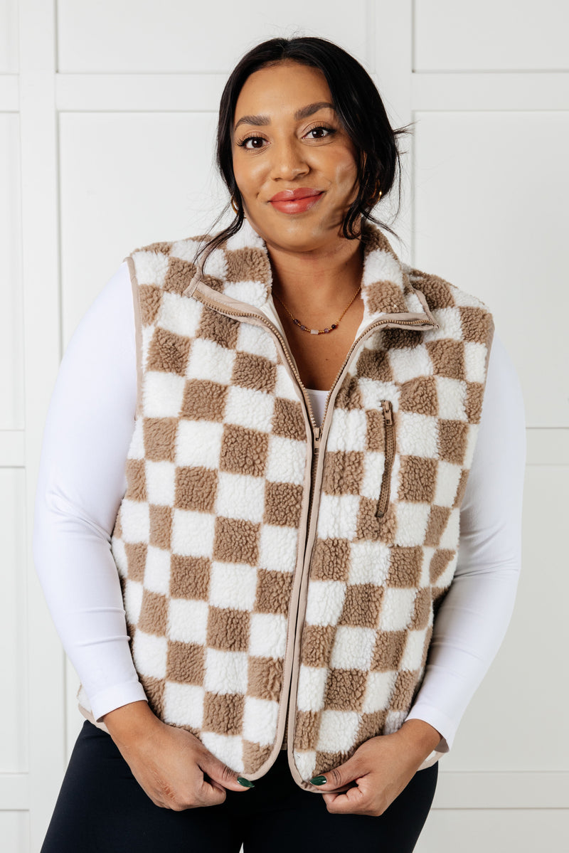 Check it Out Checkered Fleece Vest - Maple Row Boutique