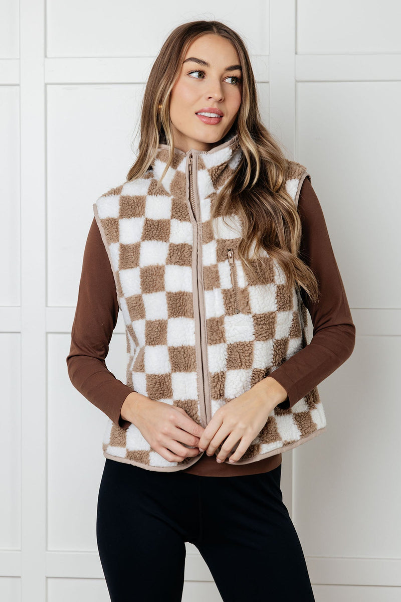 Check it Out Checkered Fleece Vest - Maple Row Boutique