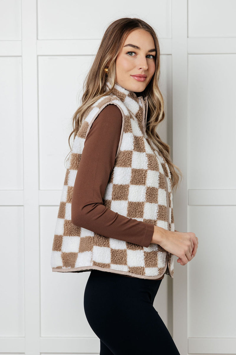 Check it Out Checkered Fleece Vest - Maple Row Boutique