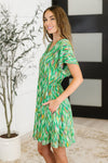 Chic Repeat V-Neck Dress in Multi-Color - Maple Row Boutique