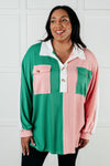 Chip Off the Old Colorblock V-Neck Henley in Green - Maple Row Boutique