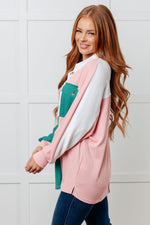 Chip Off the Old Colorblock V-Neck Henley in Green - Maple Row Boutique