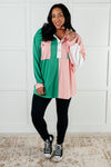 Chip Off the Old Colorblock V-Neck Henley in Green - Maple Row Boutique