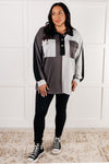Chip Off the Old Colorblock V-Neck Henley in Grey - Maple Row Boutique