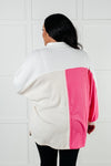 Chip Off the Old Colorblock V-Neck Henley in Pink - Maple Row Boutique