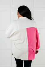 Chip Off the Old Colorblock V-Neck Henley in Pink - Maple Row Boutique