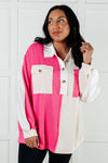 Chip Off the Old Colorblock V-Neck Henley in Pink - Maple Row Boutique