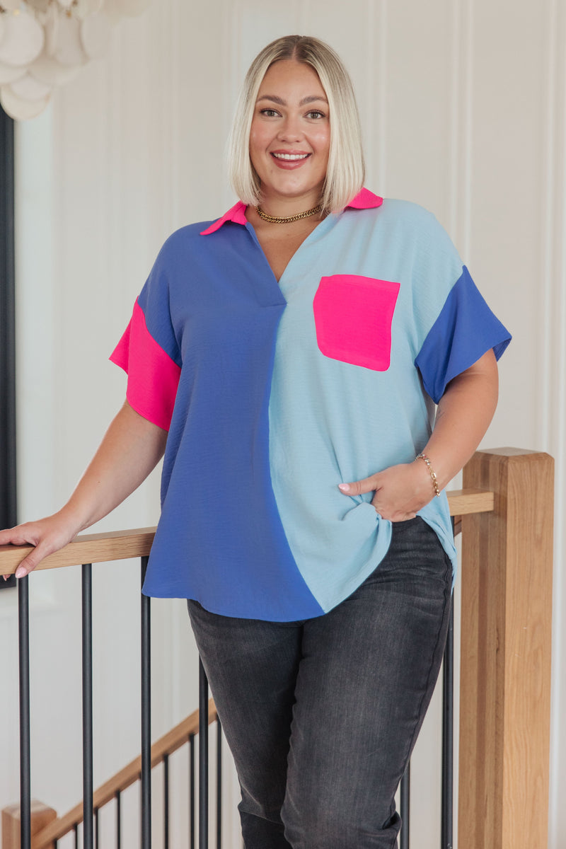 Color Me Cool Color Block Top - Maple Row Boutique