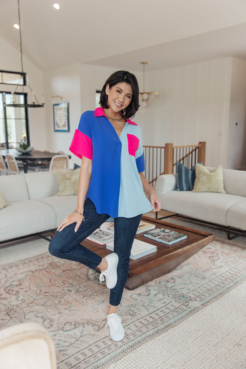 Color Me Cool Color Block Top - Maple Row Boutique