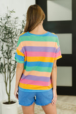 Color Theory Drop Shoulder Top in Blue, Yellow and Pink - Maple Row Boutique