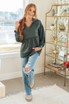 She's Not Wrong Hooded V-Neck Pullover - Maple Row Boutique