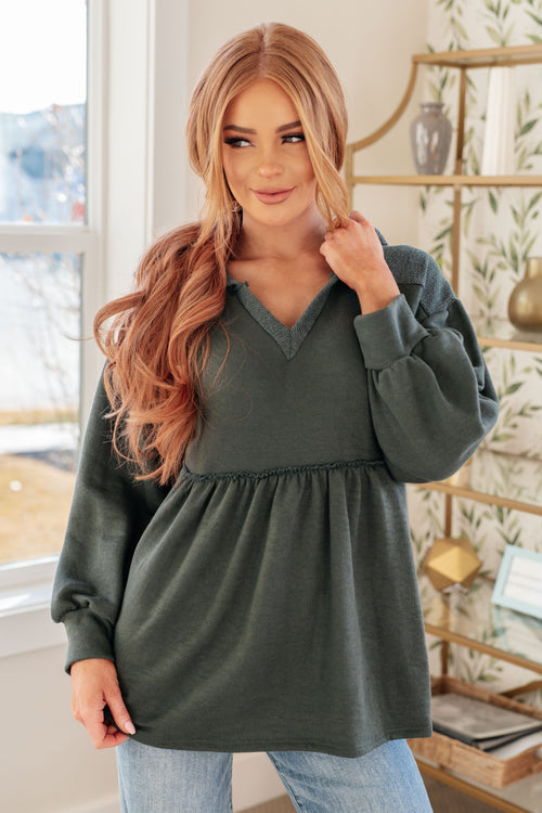 She's Not Wrong Hooded V-Neck Pullover - Maple Row Boutique