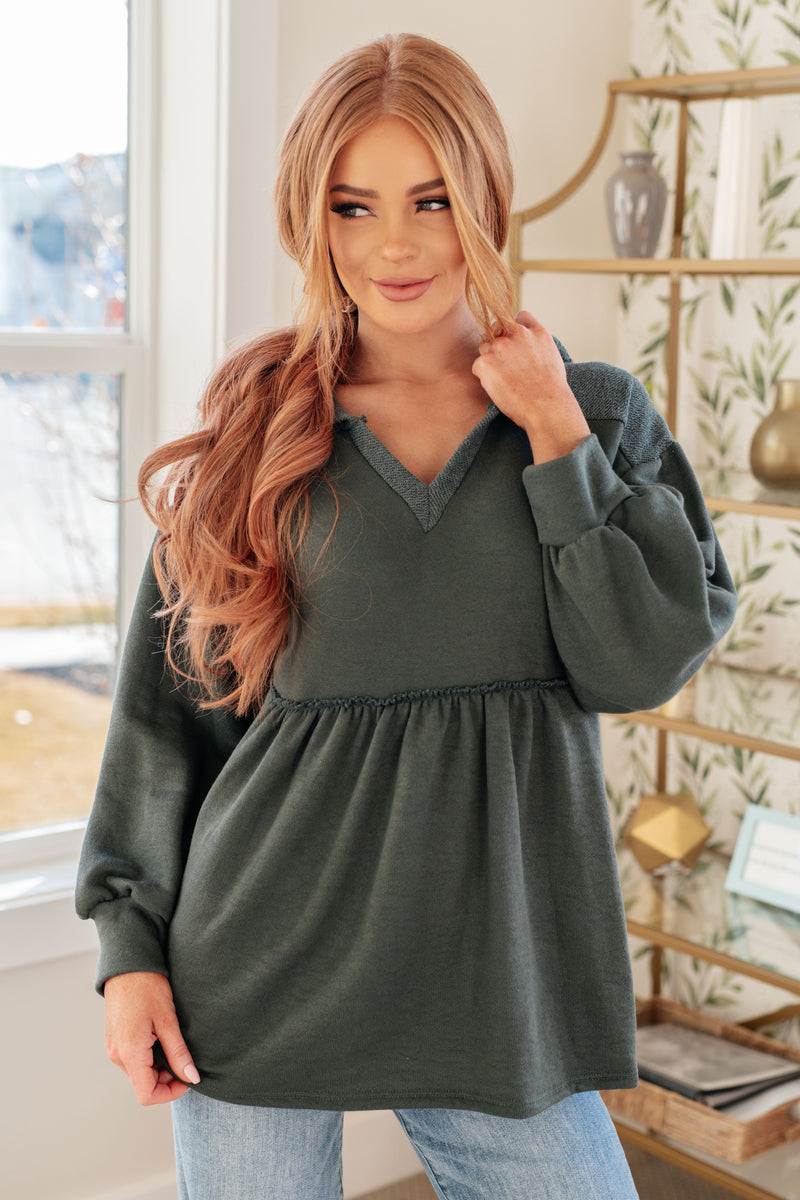 She's Not Wrong Hooded V-Neck Pullover - Maple Row Boutique