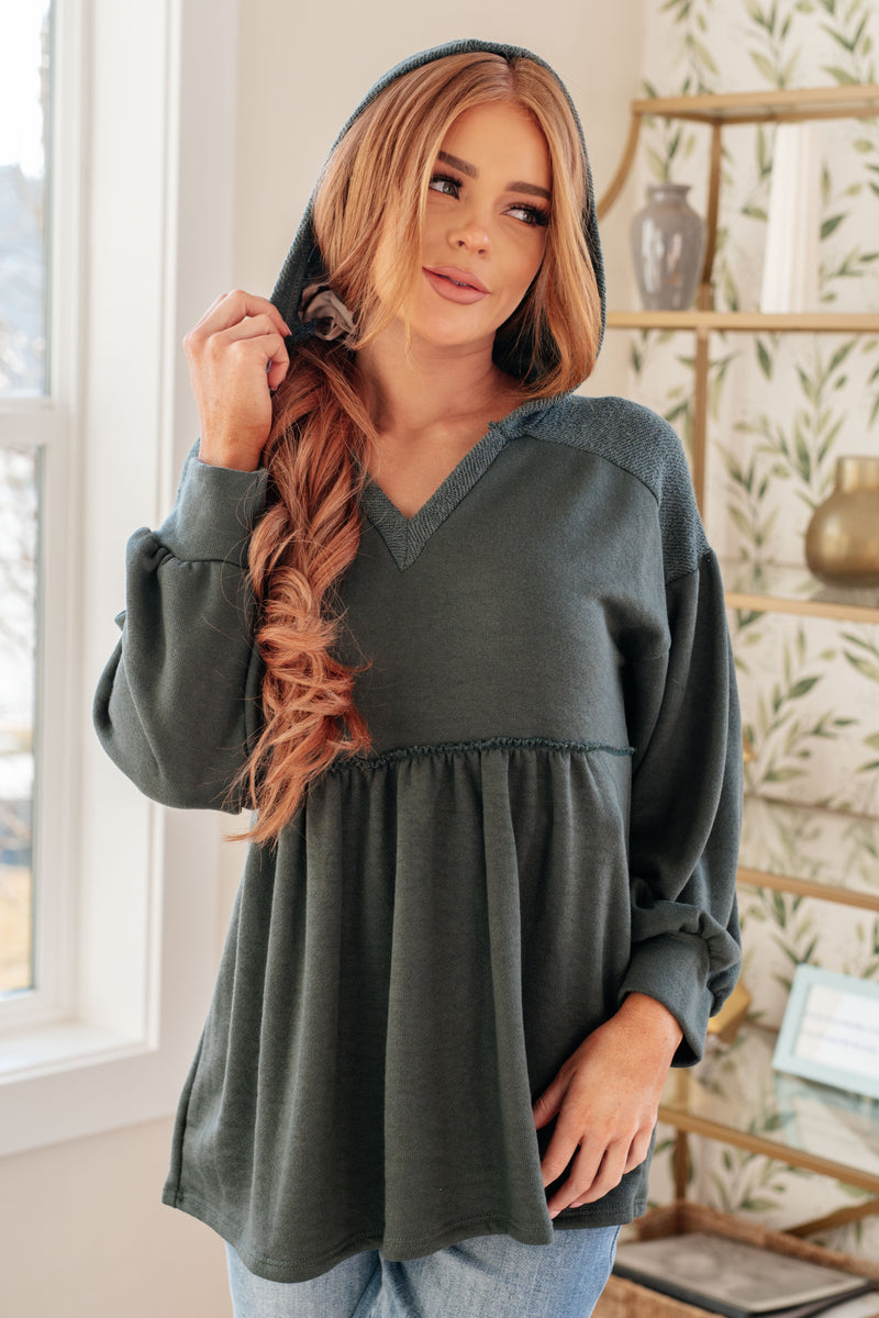 She's Not Wrong Hooded V-Neck Pullover - Maple Row Boutique