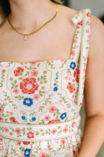 Country Crush Adjustable Strap Dress in Cream and Red - Maple Row Boutique
