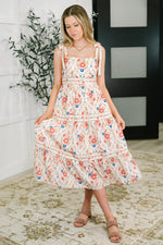 Country Crush Adjustable Strap Dress in Cream and Red - Maple Row Boutique