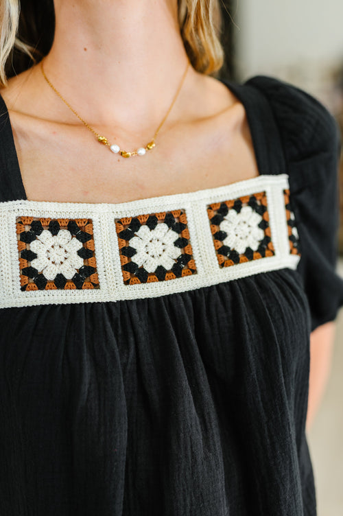 Craft Night Crochet Detail Top - Maple Row Boutique