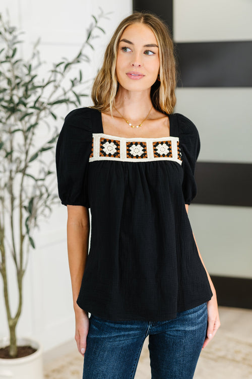 Craft Night Crochet Detail Top - Maple Row Boutique